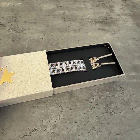 Golden Goose Black and Rainbow Metallic Star Laces - Picture 4 of 5